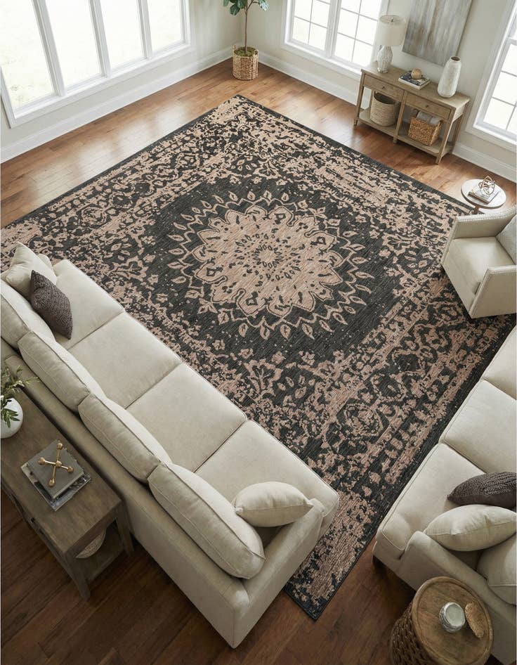 Detail image of 10' x 10'  Washable Traditional Indoor / Outdoor Square Rug
