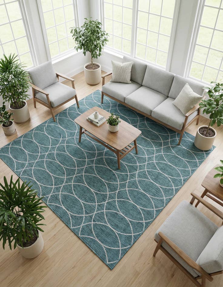 Detail image of 10' x 10' Washable Lattice Indoor / Outdoor Square Rug