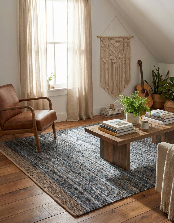 Detail image of 8' x 8'  Hand Woven Chindi Trellis Square Rug