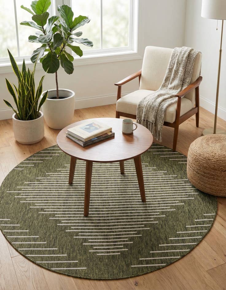 Detail image of 6' x 6' Easy-Clean Modern Indoor / Outdoor Round Rug