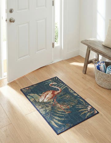 Navy Blue Easy-Clean Baja Indoor / Outdoor Rug