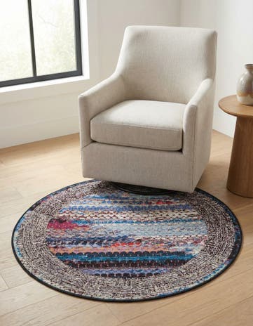 3' x 3' Easy-Clean Modern Indoor / Outdoor Round Rug
