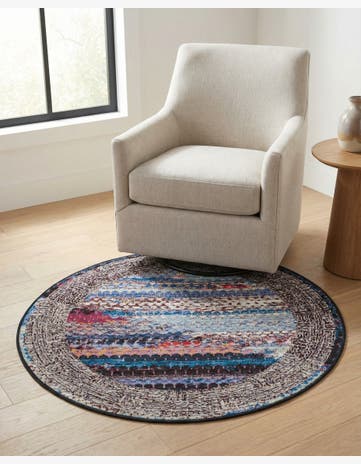 Easy-Clean Modern Indoor / Outdoor Round Rug