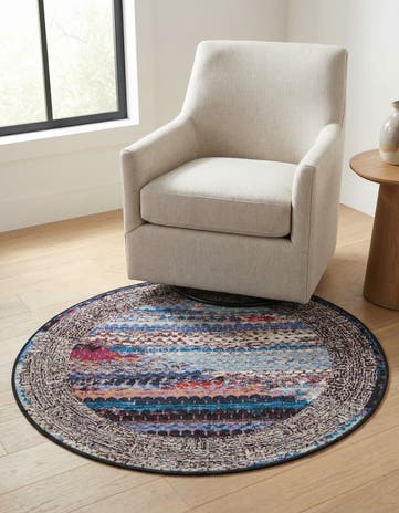 3' x 3' Easy-Clean Modern Indoor / Outdoor Round Rug