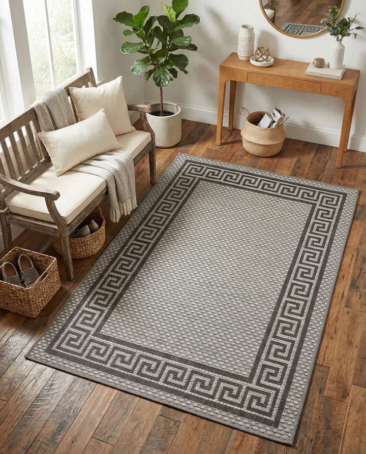 3' 3 x 5' Easy-Clean Border Indoor / Outdoor Rug
