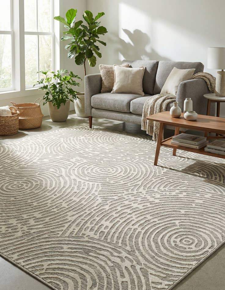 Detail image of 10' x 10' Easy-Clean Modern Indoor / Outdoor Square Rug