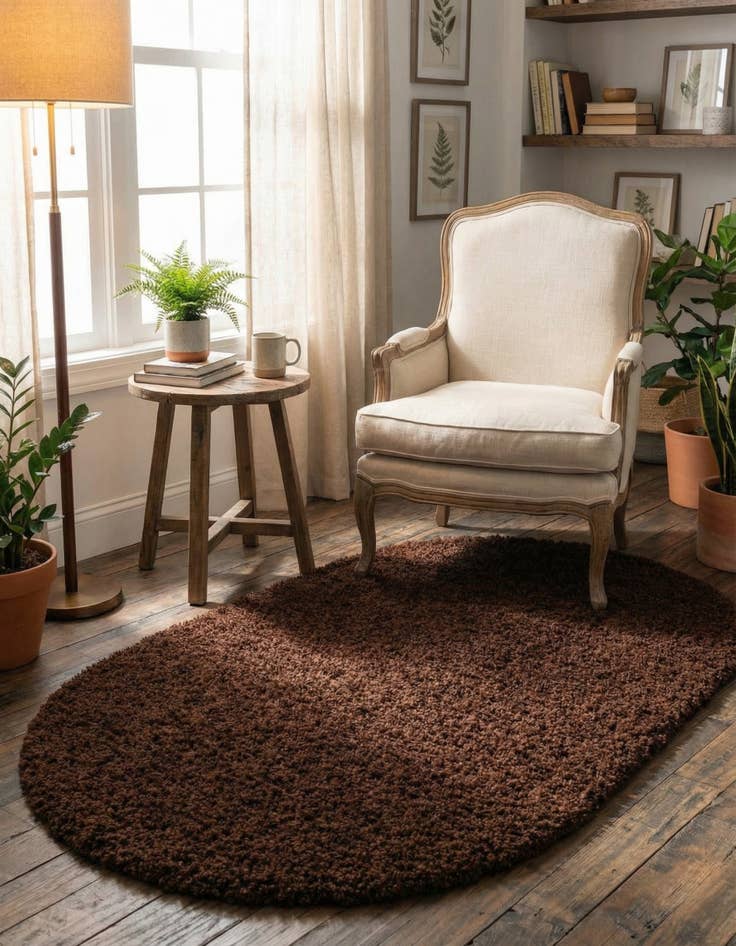 Detail image of 3' x 5' 3 Solid Shag Oval Rug