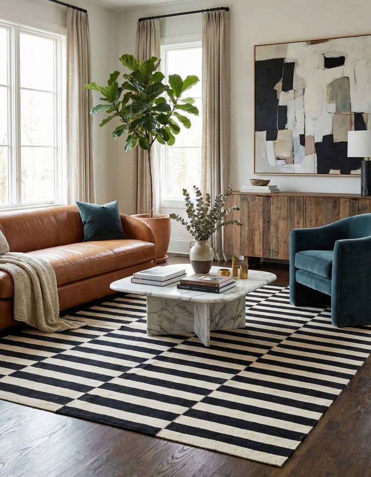 Detail image of 5' 1 x 6' 8 Hand Woven Kilim Modern Wool Rug