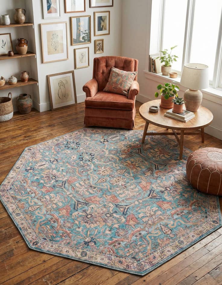Detail image of 7' 10 x 7' 10 Washable Nostalgia Octagon Rug