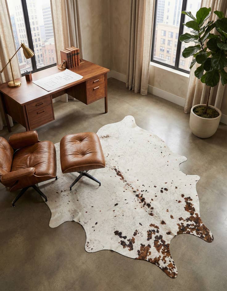 Detail image of 5' 1 x 6' 2 Cowhide Leather Square Rug
