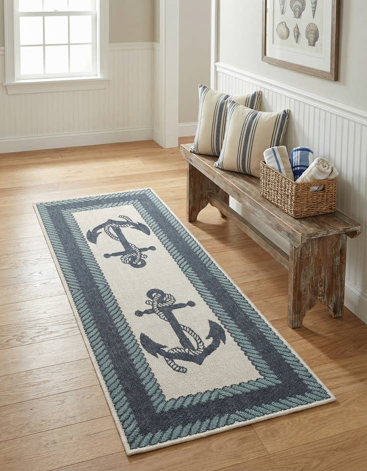 Detail image of 2' x 5' Easy-Clean Coastal Indoor / Outdoor Runner Rug