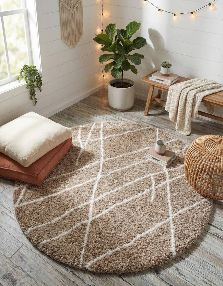 Detail image of 4' x 4' Soft Touch Shag Round Rug