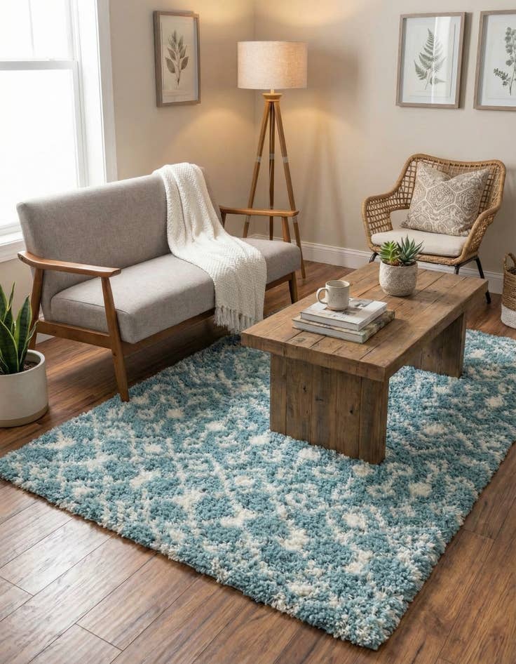 Detail image of 4' x 6' Moroccan Trellis Shag Rug