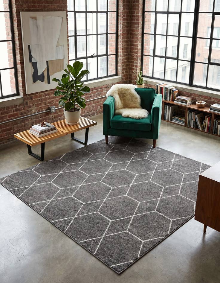 Detail image of 7' 10 x 7' 10 Trellis Frieze Square Rug