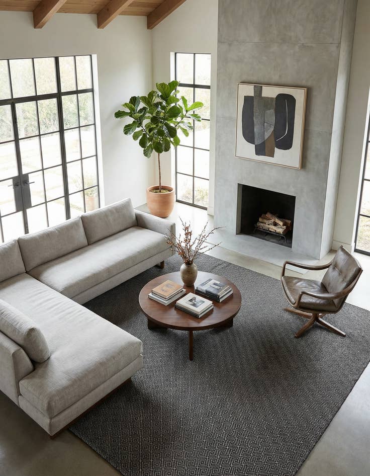 Detail image of 12' x 12'  Hand Woven Geo Trellis Flatweave Square Rug