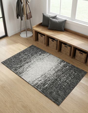 Charcoal Gray Easy-Clean Modern Indoor / Outdoor Rug