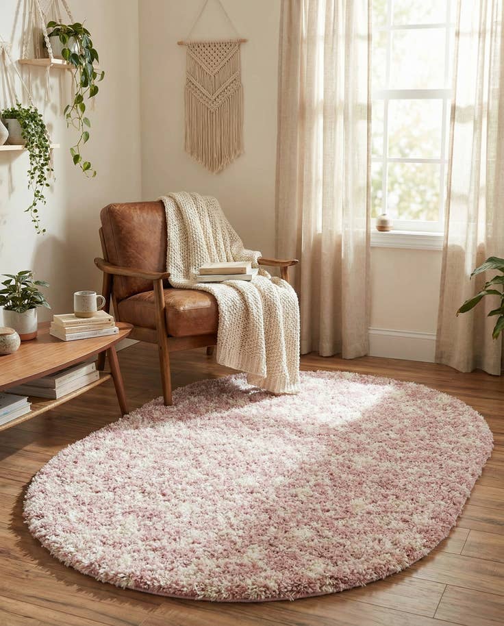 Detail image of 4' x 6' Moroccan Trellis Shag Oval Rug