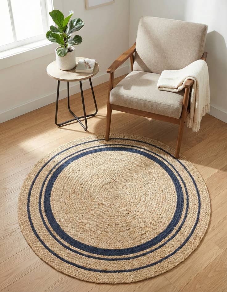 Detail image of 3' 3 x 3' 3  Hand Braided Jute Round Rug