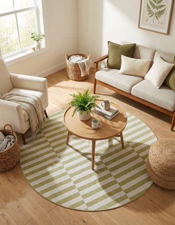 5' 3 x 5' 3 Easy-Clean Ribbon Indoor / Outdoor Round Rug