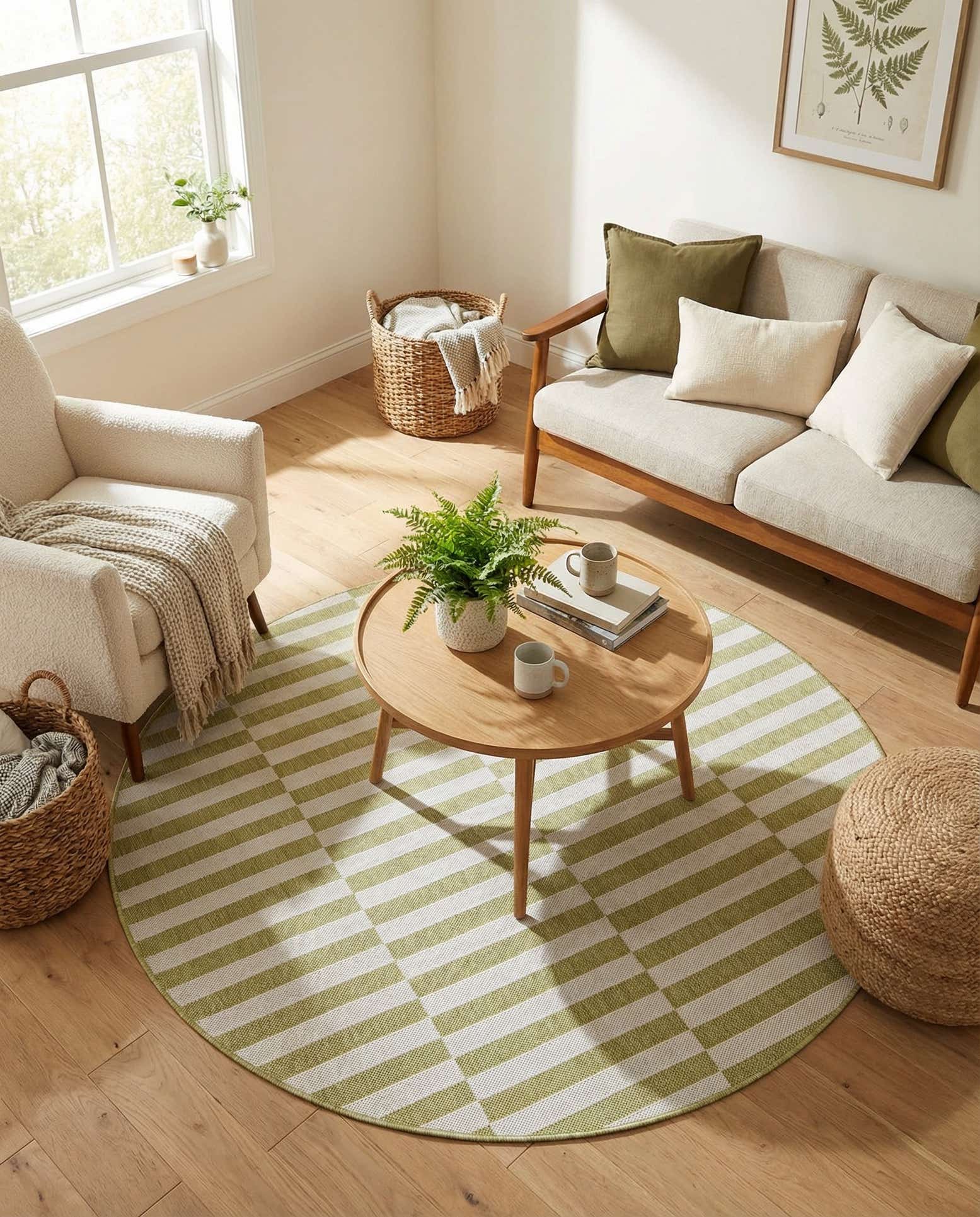 5' 3 x 5' 3 Easy-Clean Ribbon Indoor / Outdoor Round Rug