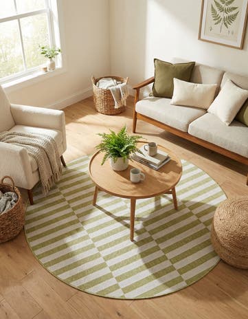 5' 3 x 5' 3 Easy-Clean Ribbon Indoor / Outdoor Round Rug