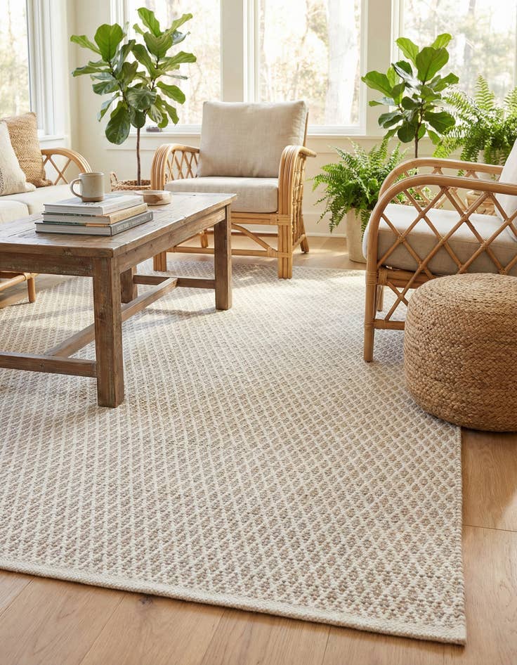 Detail image of 6' 1 x 9' Hand Woven Lattice Wool Rug