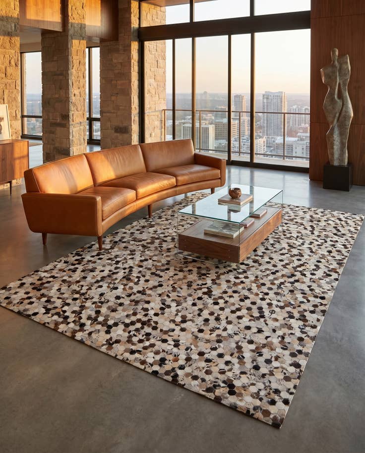 Detail image of 8' 1 x 9' 10 Cowhide Leather Rug
