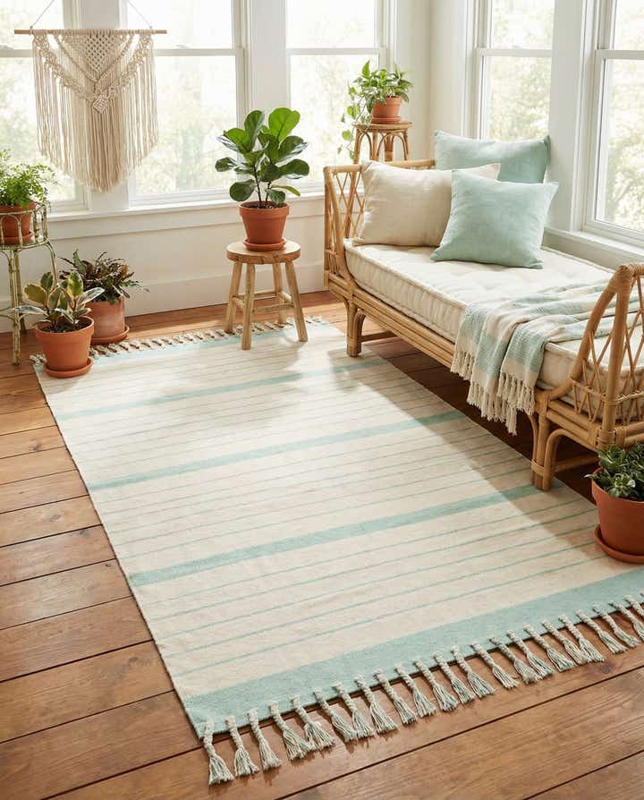 5' 1 x 8' Hand Woven Chindi Cotton Rug