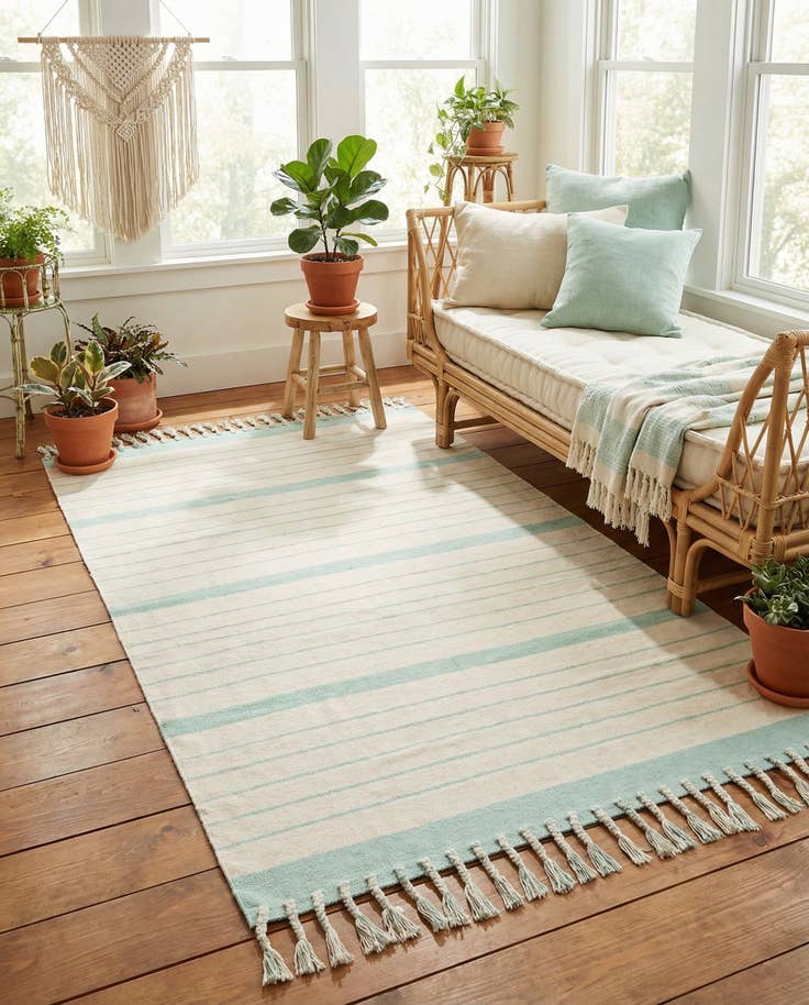 Detail image of 5' 1 x 8' Hand Woven Chindi Cotton Rug