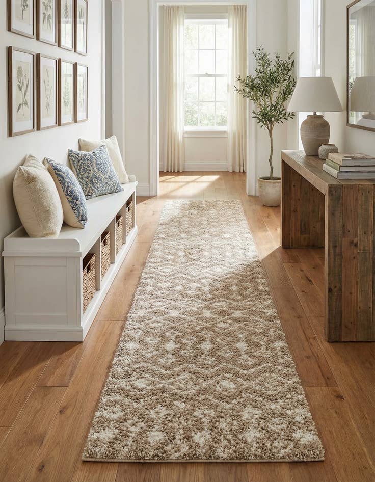 Detail image of  2' 7 x 12' Moroccan Trellis Shag Runner Rug