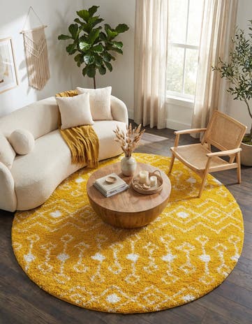 7' 10 x 7' 10 Moroccan Trellis Shag Round Rug