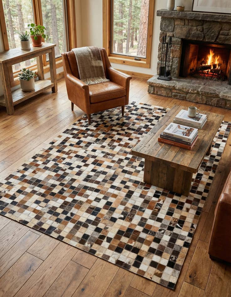 Detail image of 4' 1 x 6' 1 Cowhide - Patchwork Rug