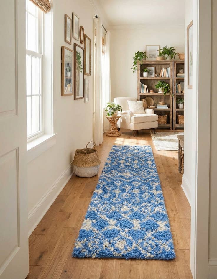 Detail image of 2' 7 x 12' Moroccan Trellis Shag Runner Rug