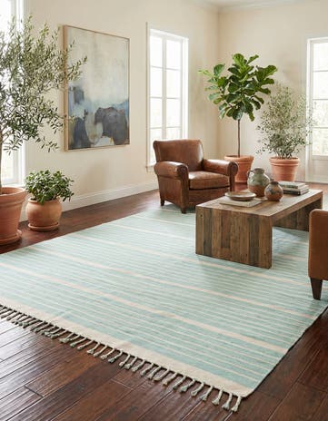 10' x 14' 1 Hand Woven Chindi Cotton Rug