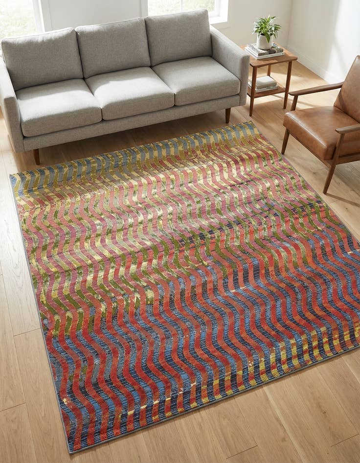 Detail image of 6' x 6' Washable Modern Indoor / Outdoor Square Rug