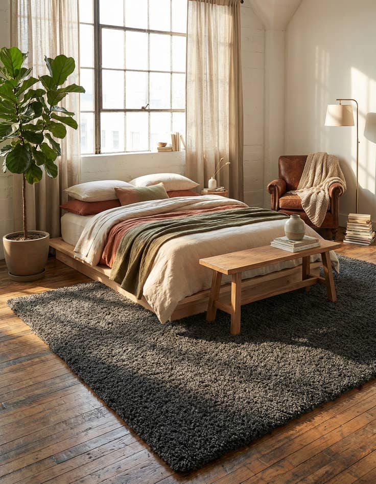 Detail image of 5' 3 x 8' Solid Shag Rug