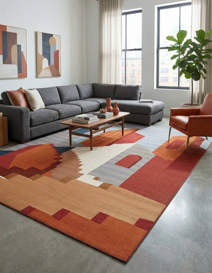 Detail image of 10' x 14'  Washable Modern Indoor / Outdoor Rug