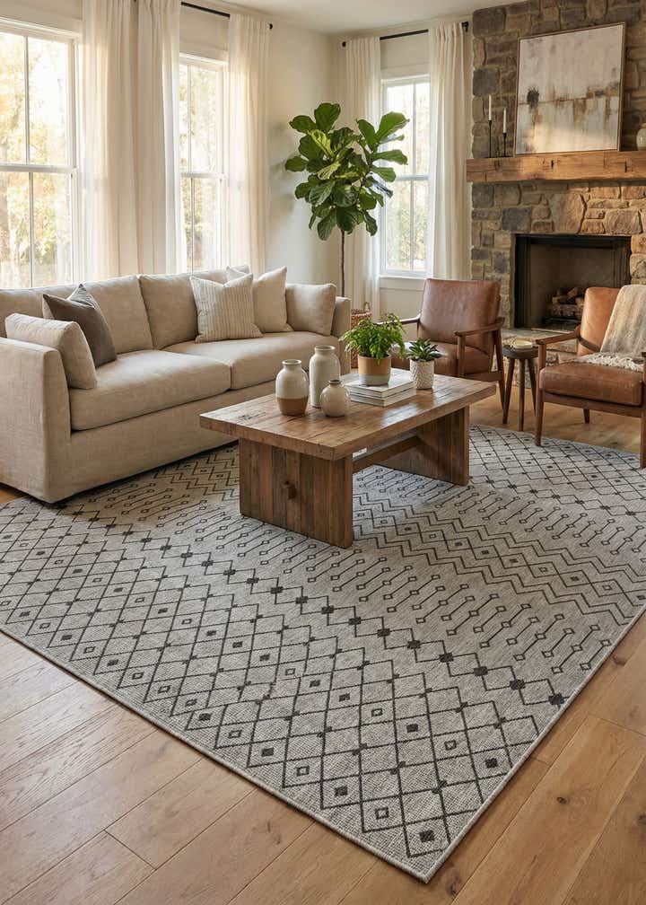 13' x 13' Easy-Clean Trellis Indoor / Outdoor Square Rug