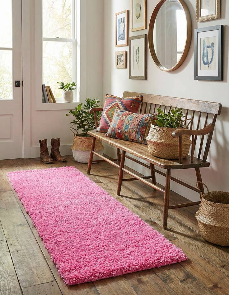 Detail image of  2' x 6' 5 Solid Shag Runner Rug