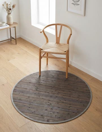 Gray Bamboo Round Rug
