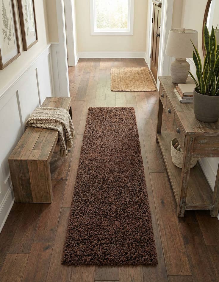 Detail image of 2' 7 x 10' Solid Shag Runner Rug