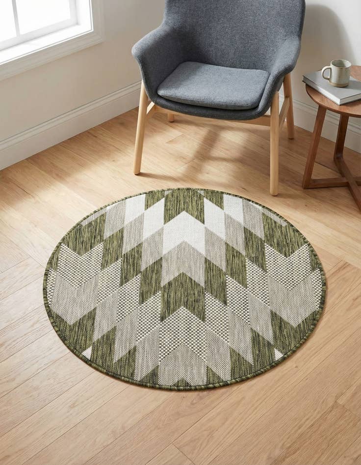 Detail image of 3' x 3' Washable Modern Indoor / Outdoor Round Rug
