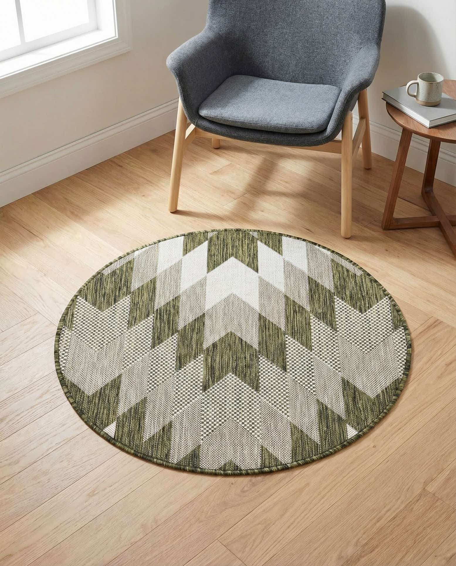 3' x 3' Easy-Clean Modern Indoor / Outdoor Round Rug