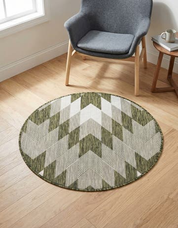 3' x 3' Easy-Clean Modern Indoor / Outdoor Round Rug