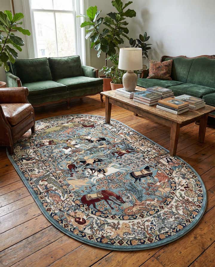 5' 3 x 8' Nain Design Oval Rug