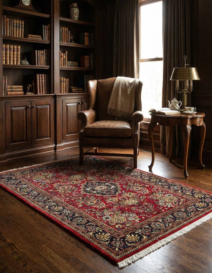 Detail image of 3' 5 x 5' 2 Hand Knotted Qom Persian Rug