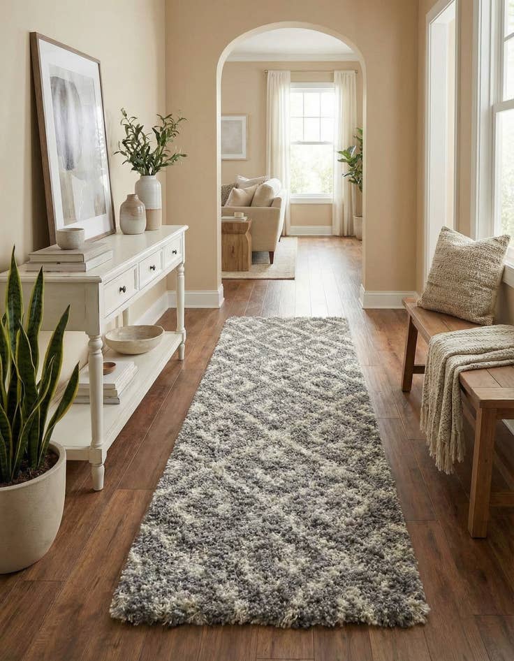 Detail image of 2' 7 x 10' Trellis Shag Runner Rug