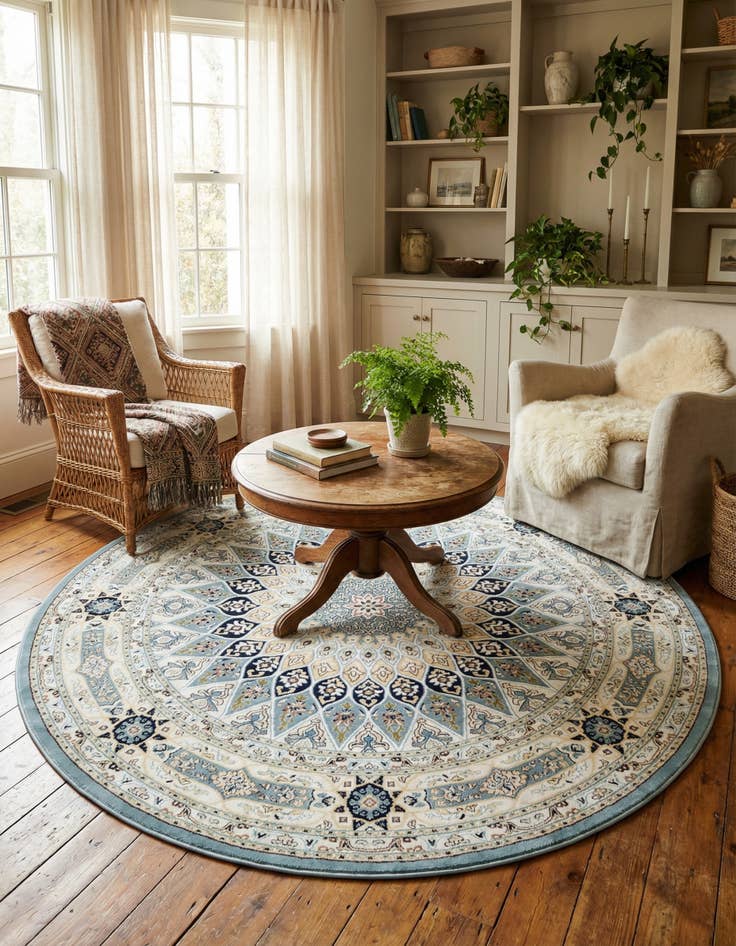 Detail image of 7' 10 x 7' 10 Nain Design Round Rug