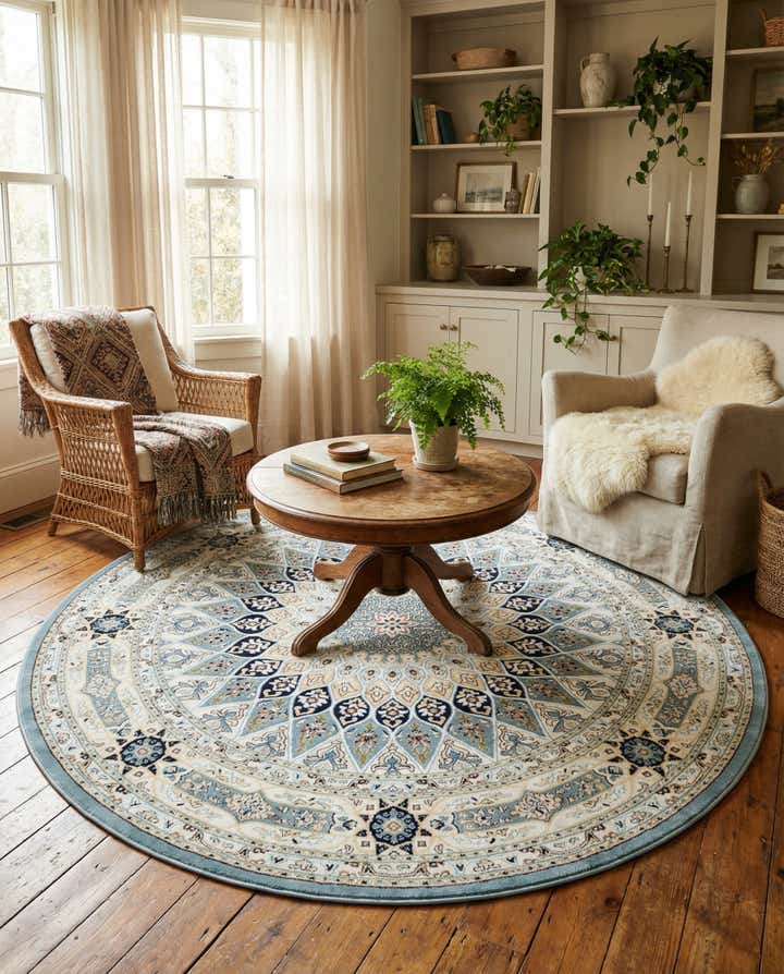 7' 10 x 7' 10 Nain Design Round Rug