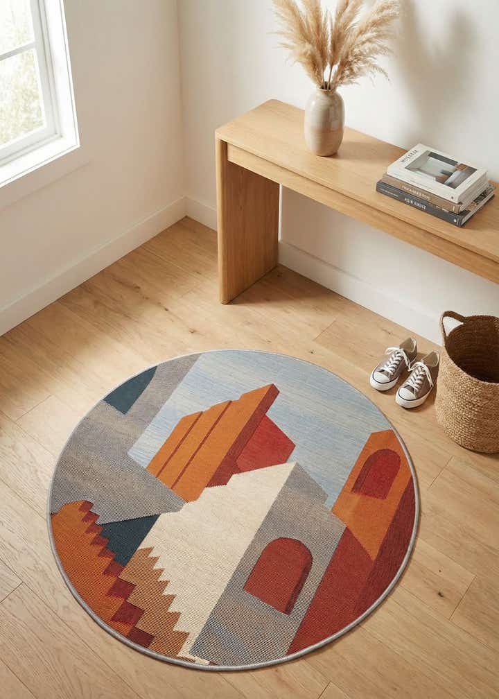 3' x 3' Easy-Clean Modern Indoor / Outdoor Round Rug